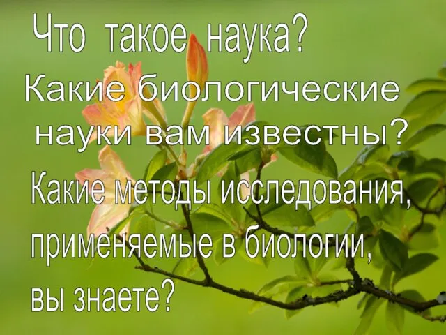 Что такое наука? Какие биологические науки вам известны? Какие методы исследования, применяемые в биологии, вы знаете?