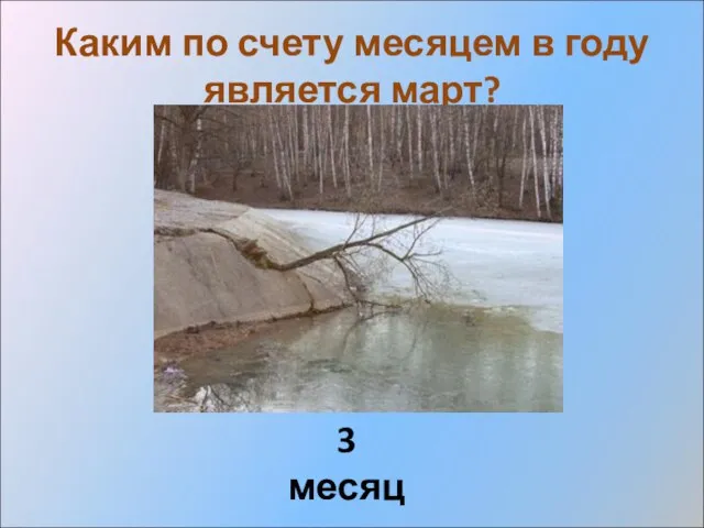 Каким по счету месяцем в году является март? 3 месяц