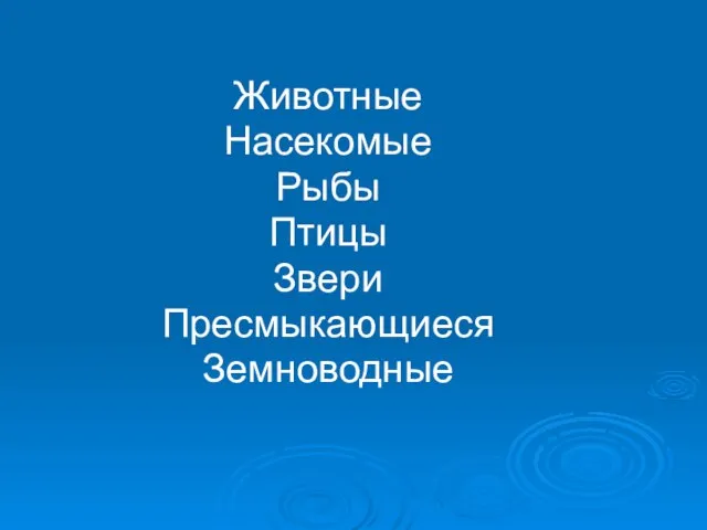 Животные Насекомые Рыбы Птицы Звери Пресмыкающиеся Земноводные