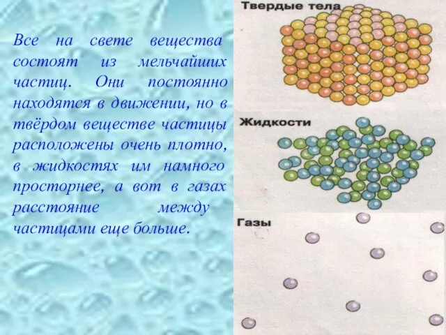 Все на свете вещества состоят из мельчайших частиц. Они постоянно находятся в