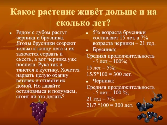 Какое растение живёт дольше и на сколько лет? Рядом с дубом растут