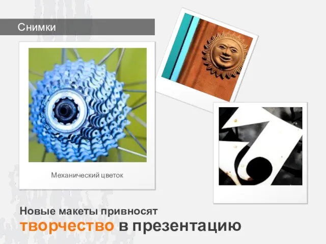 Новые макеты привносят творчество в презентацию Механический цветок Снимки