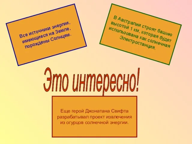 Все источники энергии, имеющиеся на Земле, порождены Солнцем. Это интересно! В Австралии