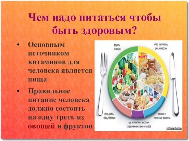 Чем надо питаться чтобы быть здоровым? Основным источником витаминов для человека является