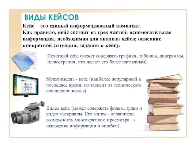 ВИДЫ КЕЙСОВ Кейс – это единый информационный комплекс. Как правило, кейс состоит