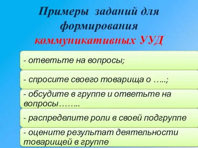 Примеры заданий для формирования коммуникативных УУД