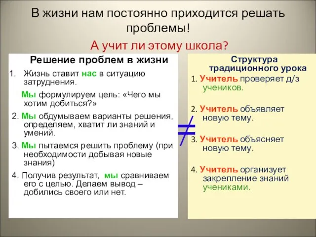 В жизни нам постоянно приходится решать проблемы! А учит ли этому школа?