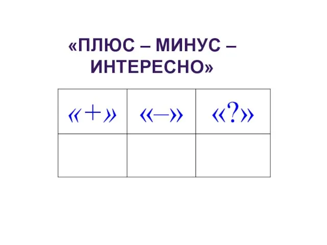 «ПЛЮС – МИНУС – ИНТЕРЕСНО»