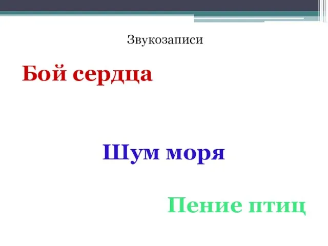 Звукозаписи Бой сердца Шум моря Пение птиц