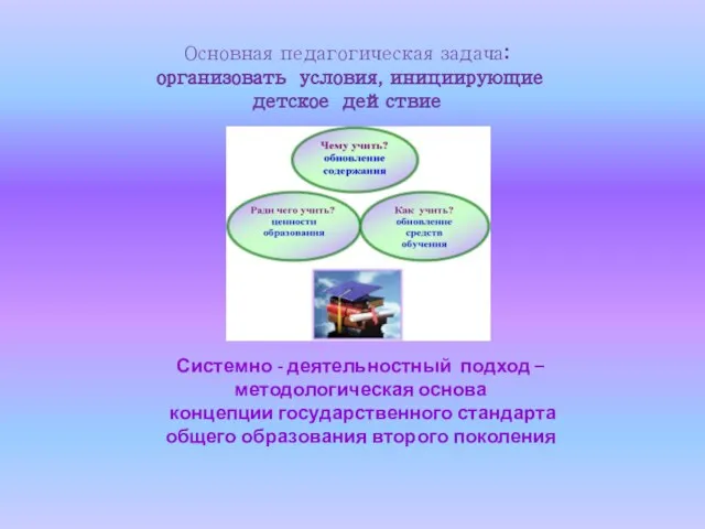 Системно - деятельностный подход – методологическая основа концепции государственного стандарта общего образования