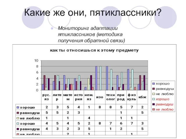 Какие же они, пятиклассники? Мониторинг адаптации ятиклассников (методика получения обратной связи)