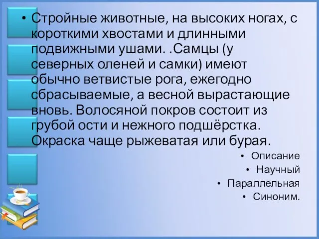 Стройные животные, на высоких ногах, с короткими хвостами и длинными подвижными ушами.