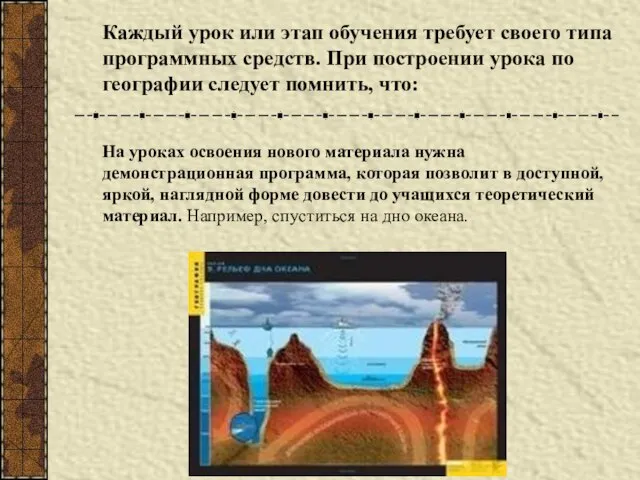 Каждый урок или этап обучения требует своего типа программных средств. При построении