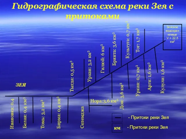 Гидрографическая схема реки Зея с притоками
