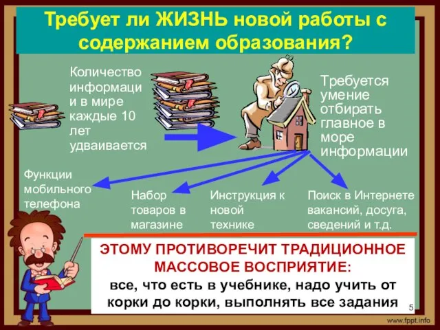 Требует ли ЖИЗНЬ новой работы с содержанием образования? Количество информации в мире