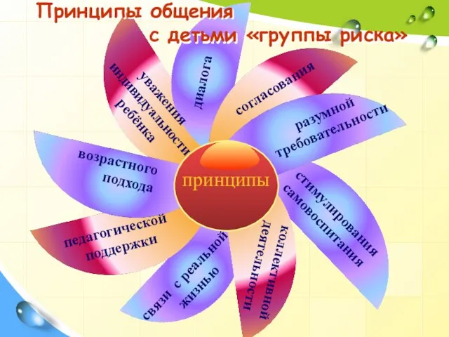 Принципы общения с детьми «группы риска» коллективной деятельности диалога согласования разумной требовательности