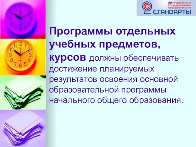 Программы отдельных учебных предметов, курсов должны обеспечивать достижение планируемых результатов освоения основной