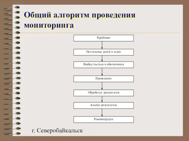 г. Северобайкальск Общий алгоритм проведения мониторинга Проблема Постановка целей и задач Выбор