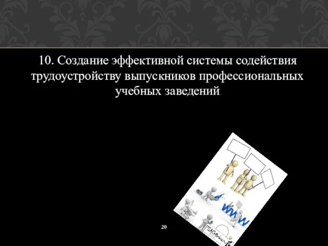 10. Создание эффективной системы содействия трудоустройству выпускников профессиональных учебных заведений