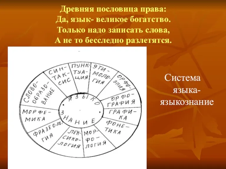 Древняя пословица права: Да, язык- великое богатство. Только надо записать слова, А