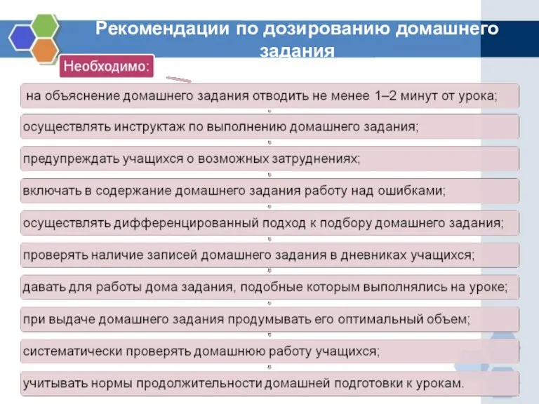 Рекомендации по дозированию домашнего задания