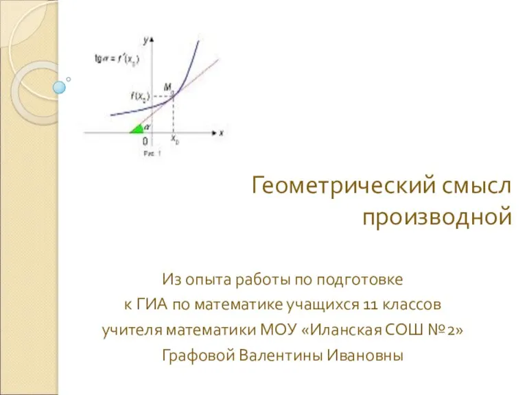 Геометрический смысл производной Из опыта работы по подготовке к ГИА по математике