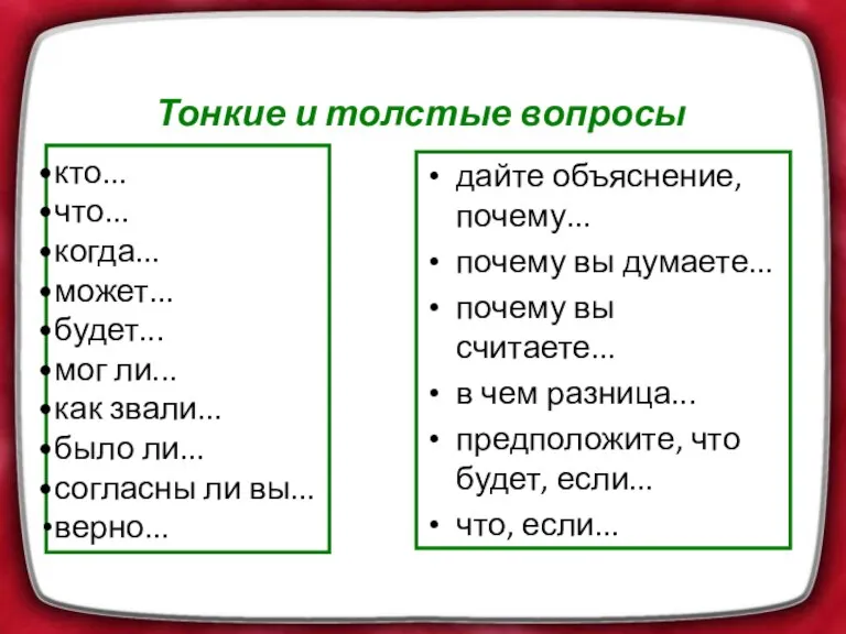 Тонкие и толстые вопросы кто... что... когда... может... будет... мог ли... как