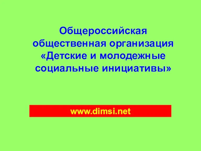 Общероссийская общественная организация «Детские и молодежные социальные инициативы» www.dimsi.net