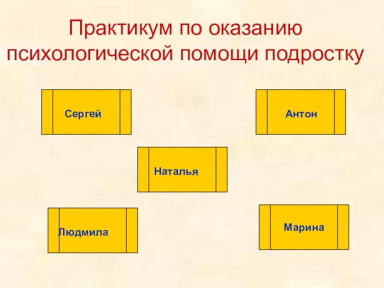 Практикум по оказанию психологической помощи подростку Марина Антон Наталья Сергей Людмила