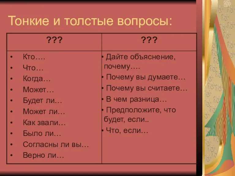 Тонкие и толстые вопросы: