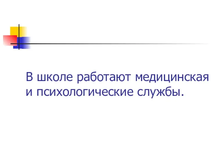 В школе работают медицинская и психологические службы.