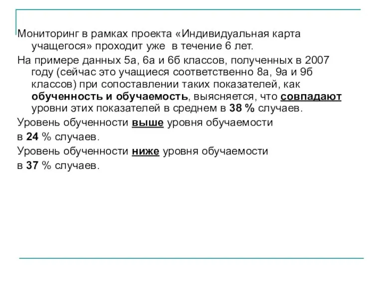 Мониторинг в рамках проекта «Индивидуальная карта учащегося» проходит уже в течение 6