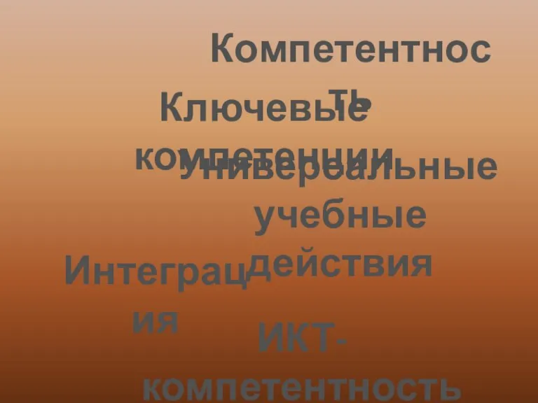 Компетентность Ключевые компетенции Универсальные учебные действия Интеграция ИКТ-компетентность