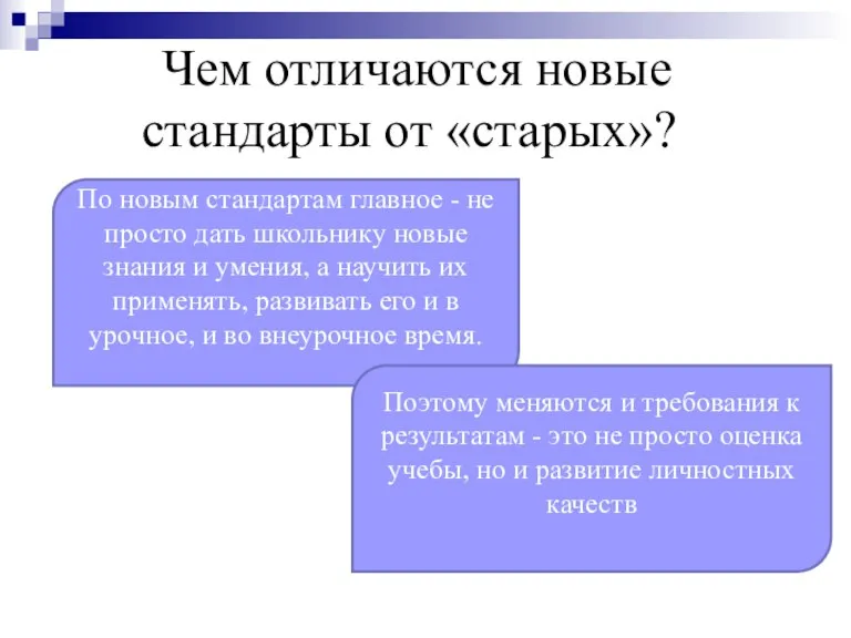 По новым стандартам главное - не просто дать школьнику новые знания и