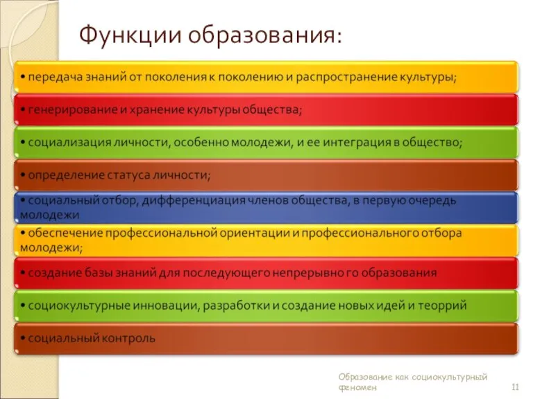 Функции образования: Образование как социокультурный феномен