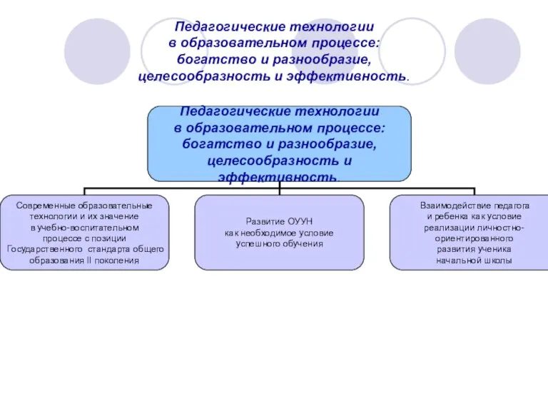 Педагогические технологии в образовательном процессе: богатство и разнообразие, целесообразность и эффективность.