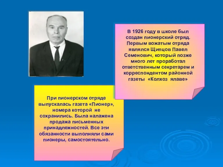 При пионерском отряде выпускалась газета «Пионер», номера которой не сохранились. Была налажена