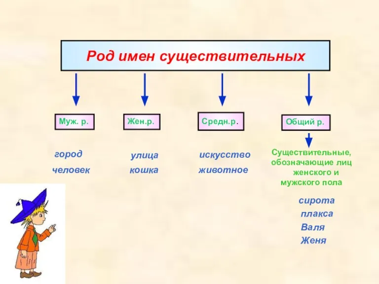 Род имен существительных Существительные, обозначающие лиц женского и мужского пола