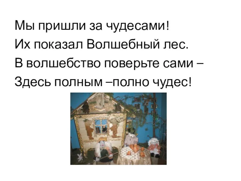 Мы пришли за чудесами! Их показал Волшебный лес. В волшебство поверьте сами