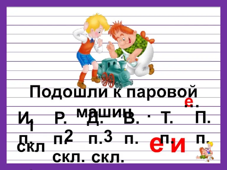 Подошли к паровой машин . и е е … Д.п. П.п. И.п.