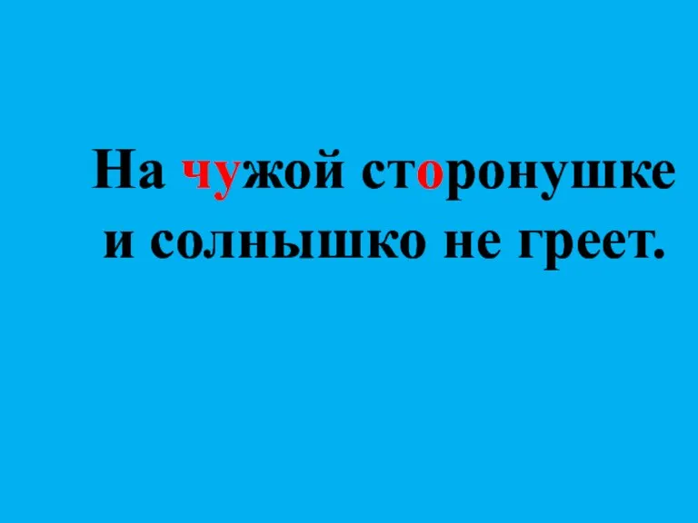 На чужой сторонушке и солнышко не греет.