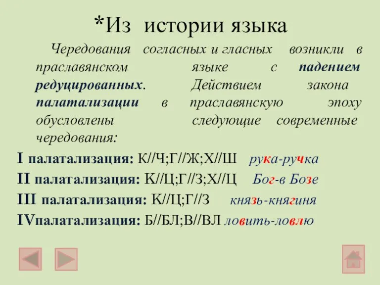 *Из истории языка Чередования согласных и гласных возникли в праславянском языке с