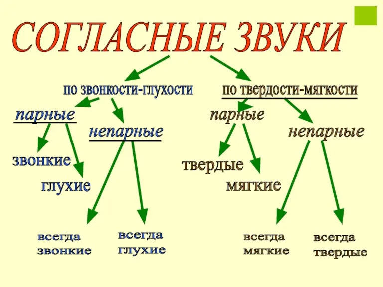 СОГЛАСНЫЕ ЗВУКИ парные по звонкости-глухости по твердости-мягкости непарные звонкие глухие всегда звонкие