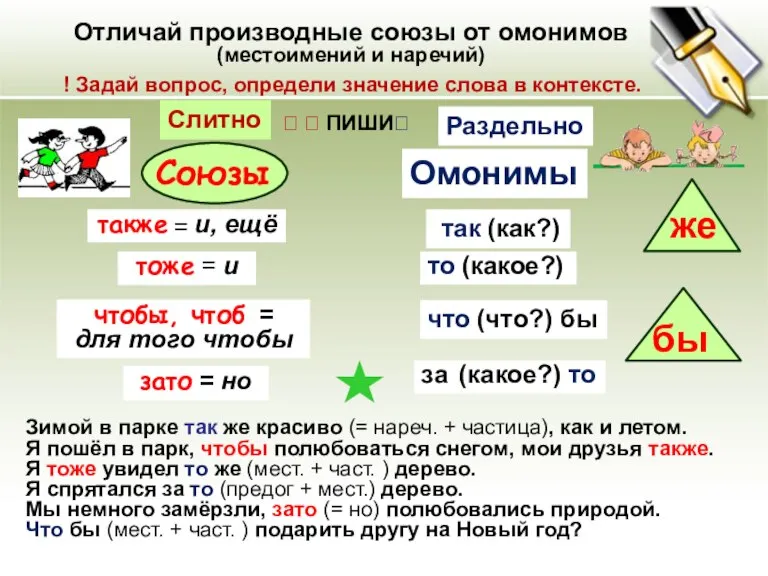 Отличай производные союзы от омонимов (местоимений и наречий) ! Задай вопрос, определи