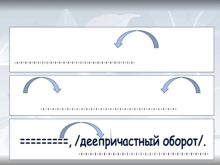 /деепричастный оборот/, ========= . . . ,/деепричастный оборот/, . . . =========, /деепричастный оборот/.