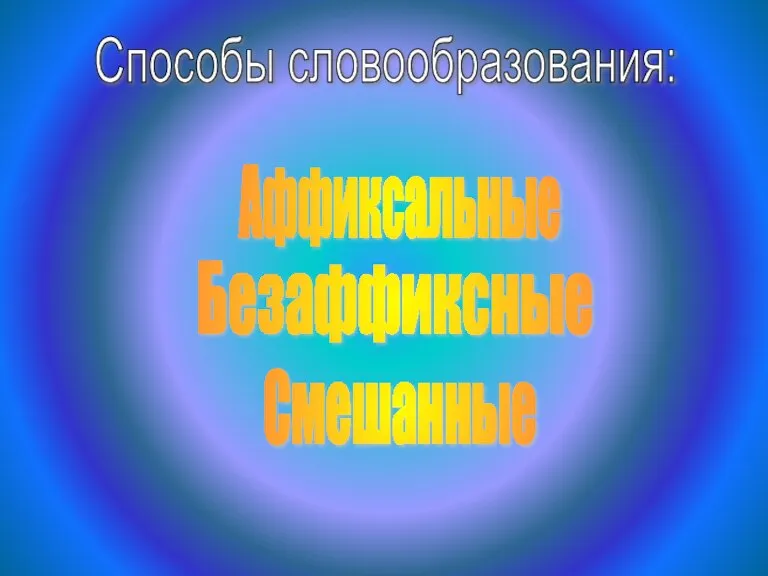 Аффиксальные Способы словообразования: Безаффиксные Смешанные