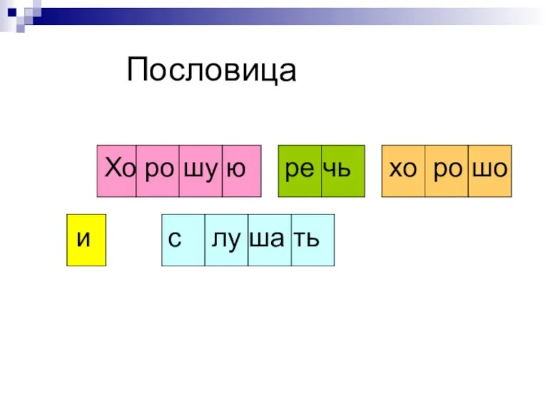 Пословица Хо ро шу ю ре чь хо ро шо и с лу ша ть