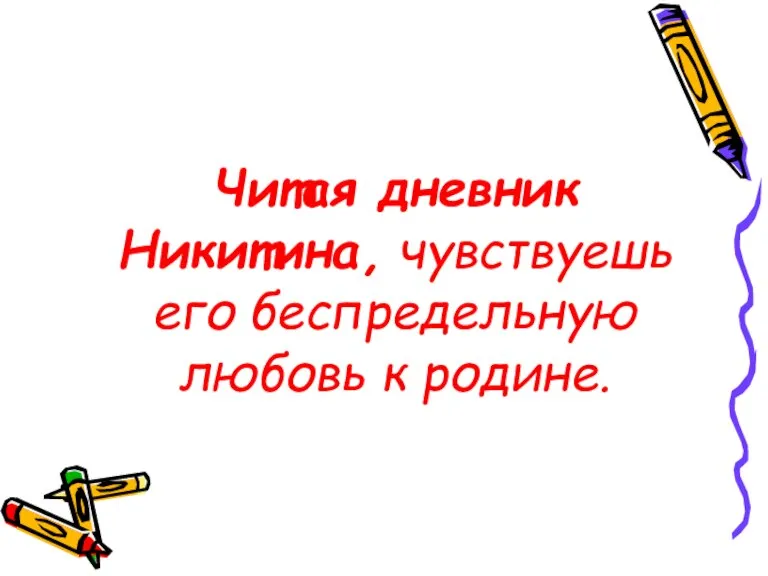 Читая дневник Никитина, чувствуешь его беспредельную любовь к родине.