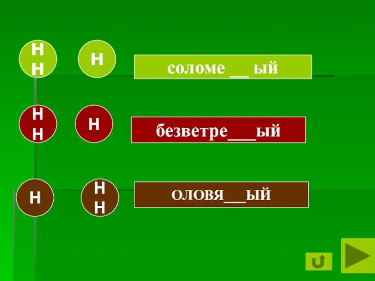 соломе __ ый НН Н нн безветре___ый ОЛОВЯ___ЫЙ Н НН НН Н НН НН