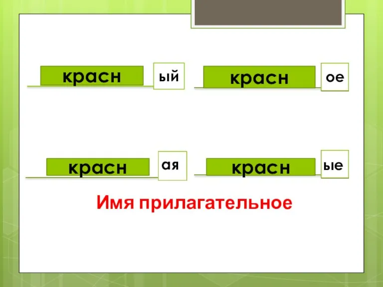 ое ая ые красн красн красн красн Имя прилагательное